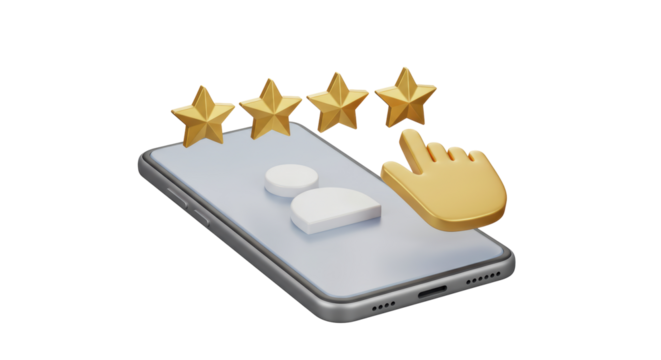 Isolated Smartphone Interface Showing User Rating with Golden Stars