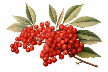 Isolated ripe rowan berry on white background showcasing its natural texture and color