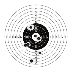 Target shooting blank paper black line with numbers. Competition or for training. Gun target. 