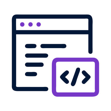 Programming window with embedded code snippet flat icon