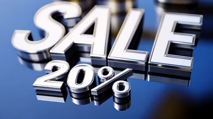 Promotional display highlights a 20 percent sale on a wide range of items, attracting shoppers with bold lettering and a shiny design, enticing customers to explore the store