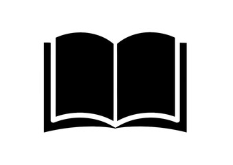Illustration of an open book with black pages and cover