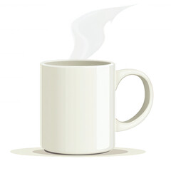 Obraz premium A steaming cup of coffee sits elegantly against a white background, inviting warmth and comfort. Perfect for morning routines or cozy moments, highlighting a simple pleasure.