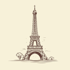 Obraz premium Eiffel tower hand-drawn comic illustration. Eiffel tower. Vector doodle style cartoon illustration