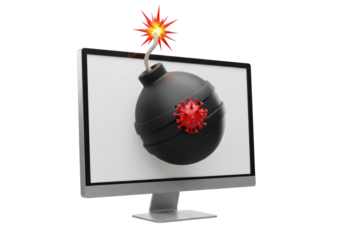 Isolated Computer Screen Virus Bomb Threat Cyberattack Alert