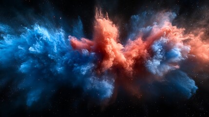 Fototapeta premium Cosmic Nebula Vibrant Blue and Orange Space Clouds Stellar Dust Galaxy Background