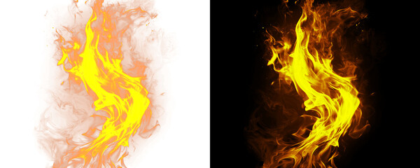 Fiery Blaze Effect with Realistic Flame Animation Isolated on A Transparent or White Background