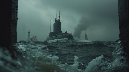 Nuclear submarine conducts naval exercises, showcasing advanced military technology and power at sea