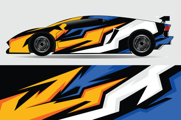 Fototapeta premium Vibrant sports car illustration featuring dynamic design elements in a sleek profile view