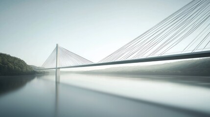 Obraz premium Serene Bridge Reflection: A Modern Marvel Over Calm Waters