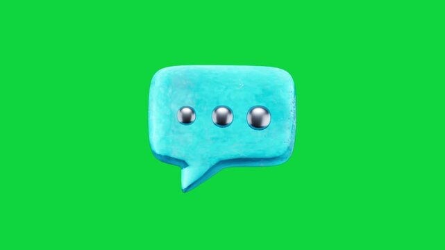 3D animated chat bubble message conversation chatting app, talking texting isolated on green screen background