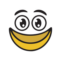 A cheerful yellow smiley face icon with a fun cartoonish design, representing happiness and joy with a 3D emoticon expression Perfect for symbols, illustrations, or button designs