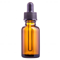 Fototapeta premium Amber glass dropper bottle isolated on white background, perfect for essential oils, serums, or tinctures.