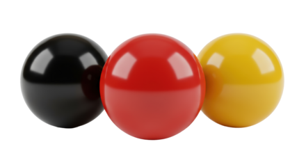 Isolated Three Spheres in Black, Red and Yellow Color