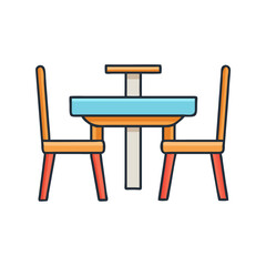 Dining table and chairs furniture set vector illustration for home interior design decor ideas