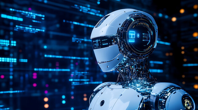 An AI powered system automating customer service interactions by analyzing real time chat and voice data, futuristic AI-driven customer support platform, Business technology style