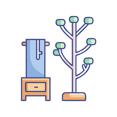 Illustration of coat rack and towel stand furniture home decor storage solution for interior design