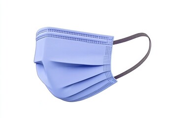 A single blue face mask floating against a clean white background