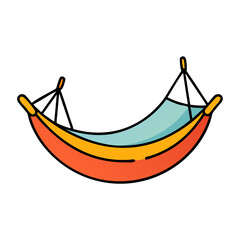 Hanging hammock illustration for summer vacation and relaxation outdoor leisure time in nature drawing