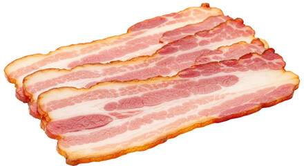 Isolated Strips of Smoked Bacon for Breakfast
