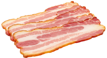 Isolated Strips of Smoked Bacon for Breakfast