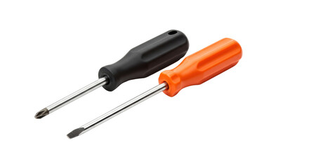 Isolated Screwdrivers, Orange and Black Handles, Manual Tools