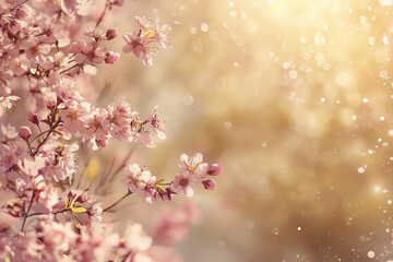 Obraz premium Delicate pink blossom branches in beautiful soft bokeh light
