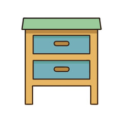 Illustration of nightstand bedside table with drawers for bedroom furniture and home decor storage solution
