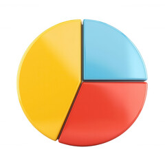 Colorful pie chart illustrating data division and analysis, set against a white isolated background.