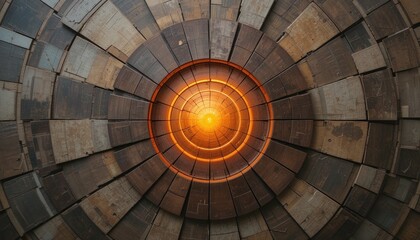 Fototapeta premium Illuminated circular design abstract environment digital art modern architecture top-down view geometric patterns for visual impact