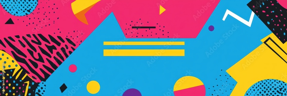 Leinwandbilder retro memphis style background with bold geometric shapes and bright neon colors creates a playful a