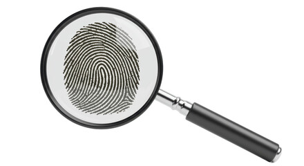 Isolated Magnifying Glass Reveals Dark Fingerprint Detail