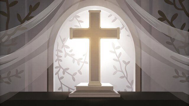 Illuminated Cross in Archway