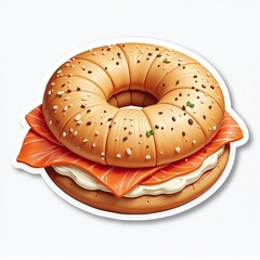 Delicious plasticine food art featuring a bagel with salmon and cream cheese