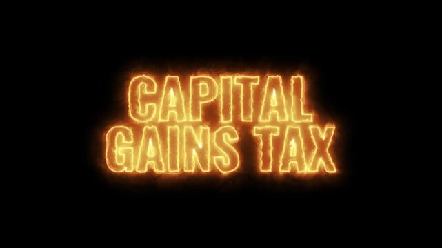 Capital Gain Burning Text Animation, Glowing Fire Effect on Finance Words, Intense Visual Effect Background Overlay