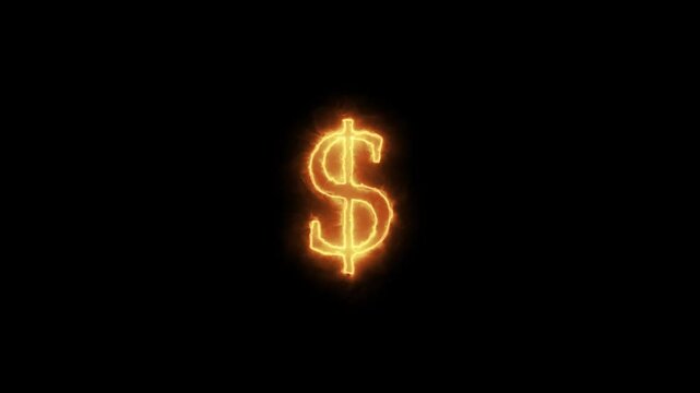 burning number 2Burning Dollar Symbol Animation, Glowing Money Icon on Fire, Financial Crisis Effect,  Background Overlay