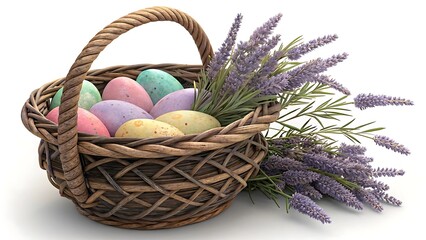 Easter Basket with Lavender and Eggs