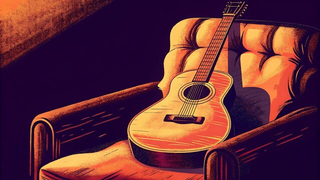 Acoustic Guitar in Armchair