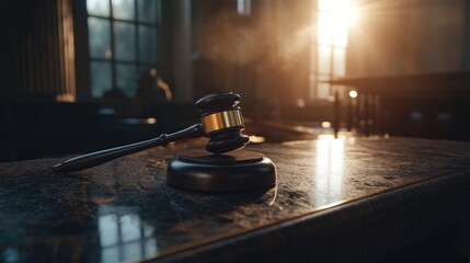 Obraz premium Court gavel symbolizing judgment on criminal acts, legislative authority, and court decisions