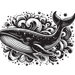 Whale black silhouette icon vector isolated on a white background whale silhouette