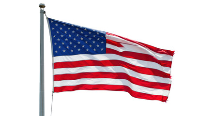 Obraz premium Isolated Waving American Flag on a Flagpole