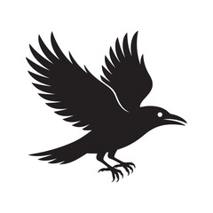 Obraz premium Flying bird silhouette vector illustration with black wings in flight