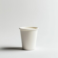 A single cup of yogurt in close-up, isolated on a white background. Featuring simplicity and freshness