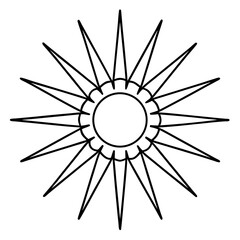 Celestial sun rays mandala line art vector illustration 