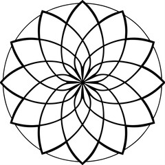 Obraz premium Circular Fibonacci petal mandala line art vector illustration 