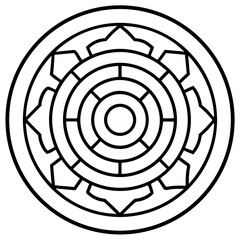 Circular maze mandala line art vector illustration 