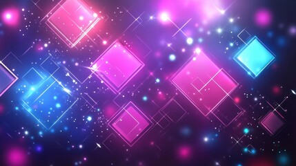Obraz premium Abstract Neon Glow: Pink, Blue, and Purple Diamond Shapes in a Dark Background