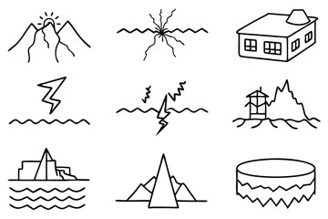 Earthquakes Line Art Illustration Concept Design for Earthquake Awareness 