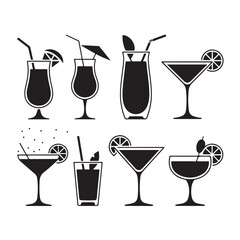  Eight Black and White Cocktail Icons for Summer Drinks