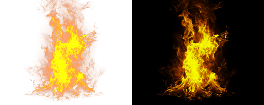 Fiery Flame Texture with Realistic Blazing Effects Isolated on A Transparent or White Background